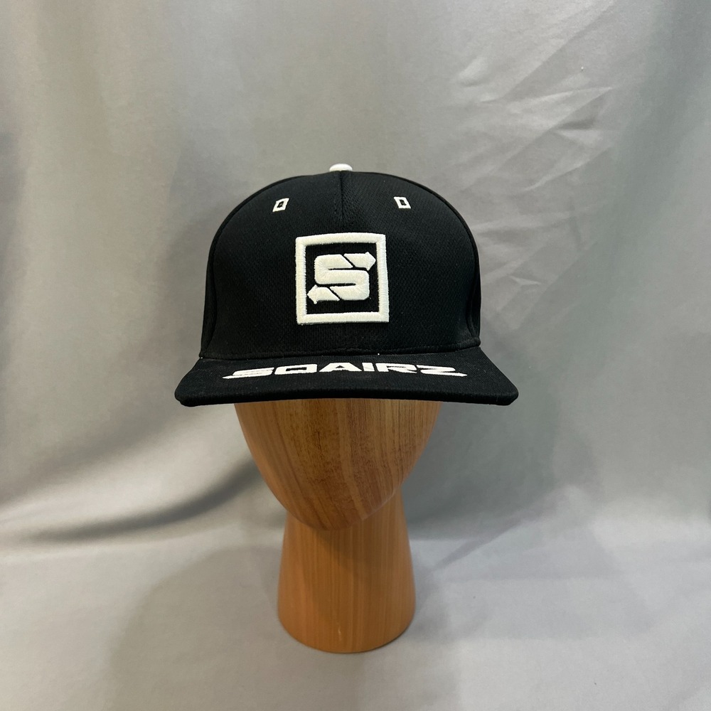 SQAIRZ Golf Cap Men OSFM Black Performance Mesh Adjustable Strapback Embroidered